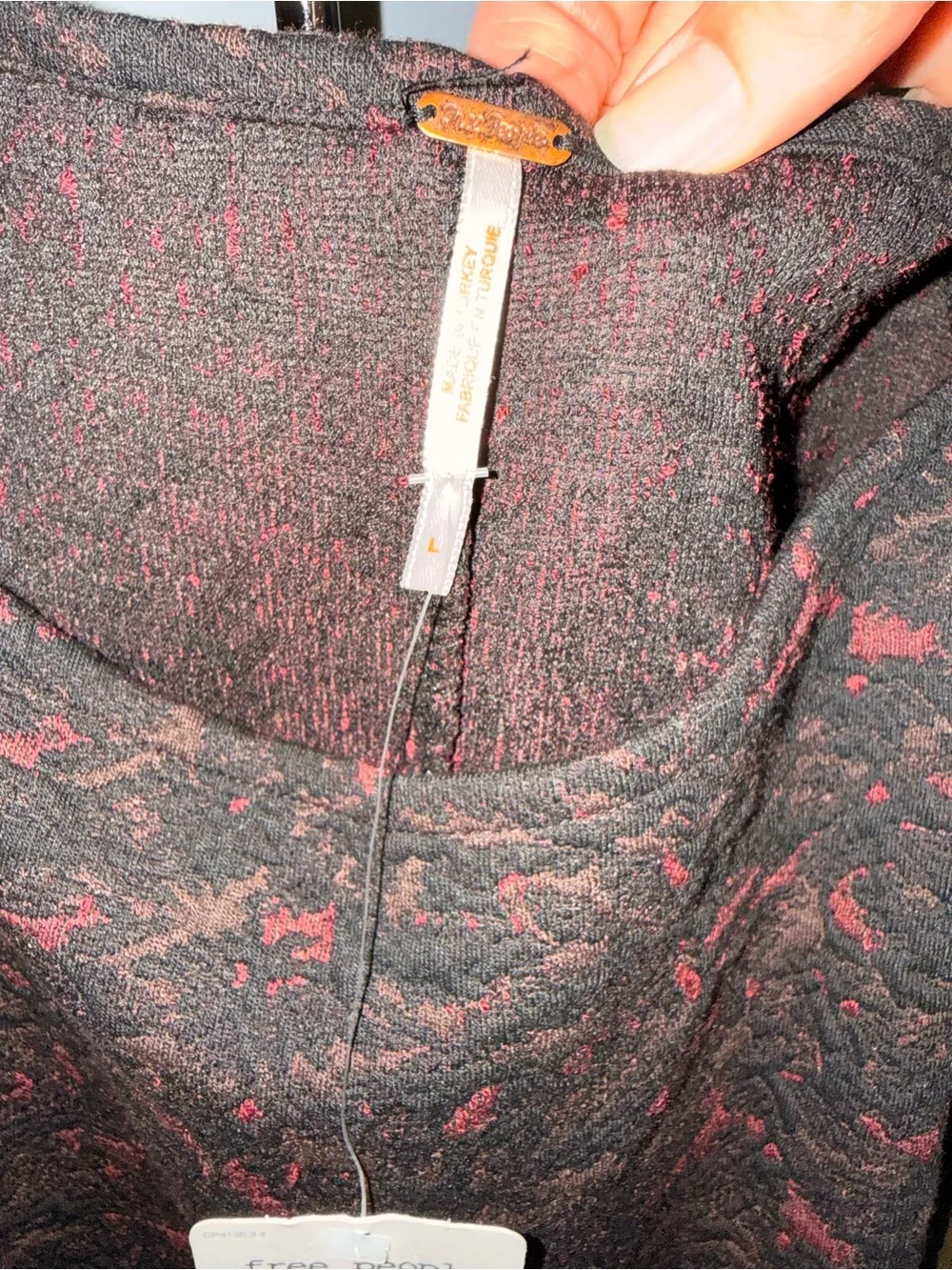 Free People Black Mini Dress with Burgundy Flecks